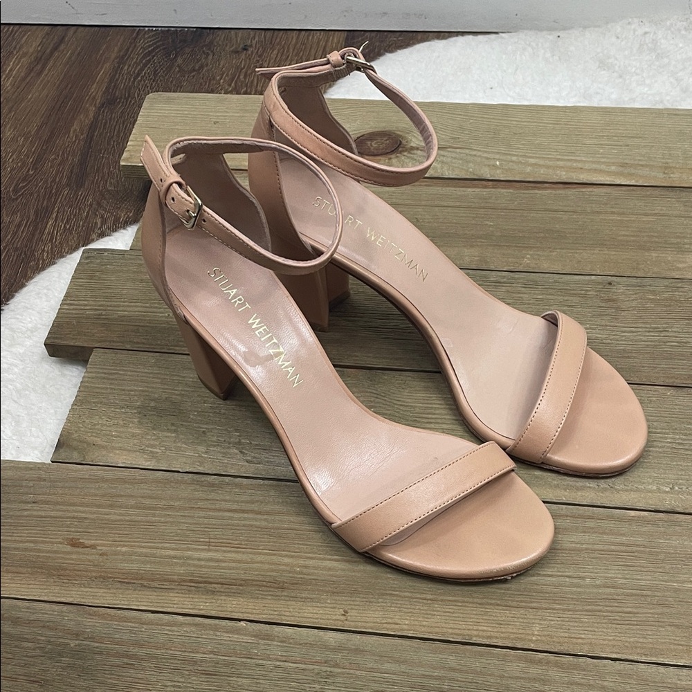 STUART WEITZMAN NearlyNude Nudist‎ Ankle Strap Block Heel